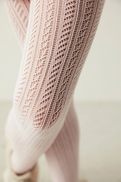 Penti Kız Çocuk Pembe Cooler Desenli Kış Filesi Pamuklu File Külotlu Çorap