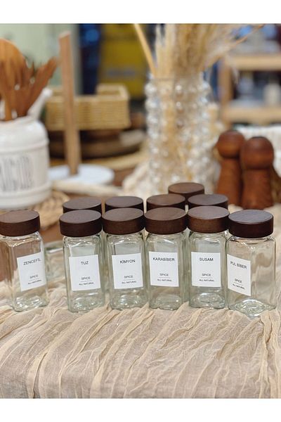 BUCOLIC 12-Piece Minimal Patterned Acacia Covered Glass Set - 16 Pieces with Labels