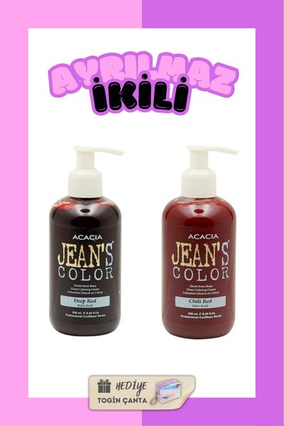 Acacia Jeans Color Ayrılmaz Ikili Boya Seti - Koyu Kızıl Biber Kızılı Hediye ...