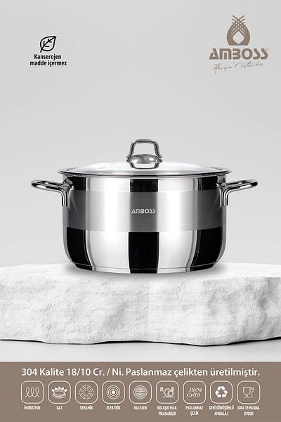 Amboss Ambos Saphire 30 Cm Deep Pot - Glass Lid