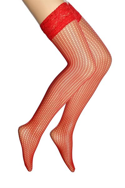 Dore red Silicone Spider Mesh - Garter StocKings