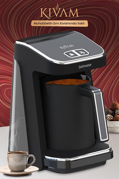 GOLDMASTER Kıvam Anthracite Large Chamber Smart Placement Patented Turkish Coffee Machine