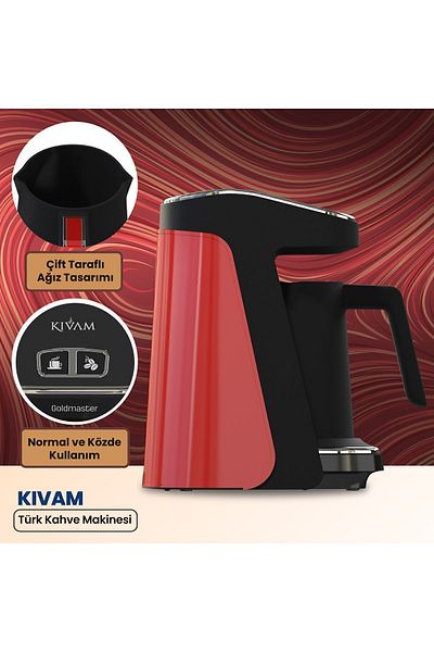 GOLDMASTER Kıvam Red Large Chamber Smart Placement Patented Turkish Coffee Machine