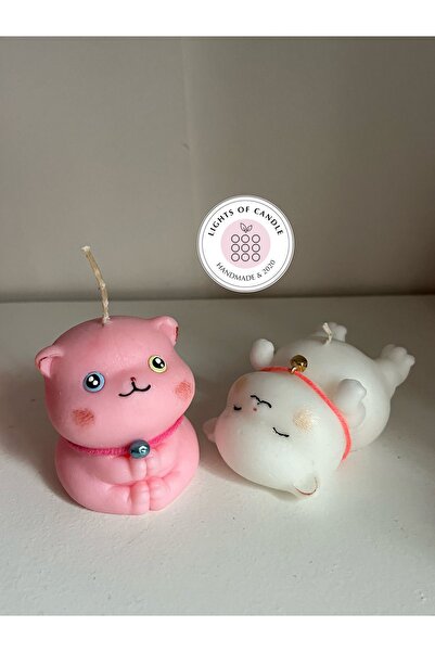 lıghts of candle handmade & 2020 Sevimli Kedicikler Kedi Figürlü 2’li El Yapı...