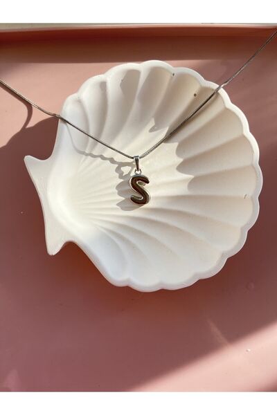 Claritas Takı Kadın Gümüş Kaplama Bombeli S Harfli Kolye, Bubble S Harf Kolye