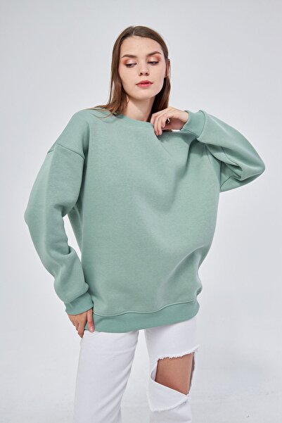 YÜKSEL IŞIK Hanorac unisex Water Green - Decolteu, 100% bumbac