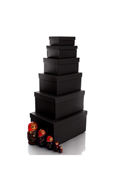 PAZARAKOŞ hediye kutusu siyah dekoratif 6 lı kutu seti