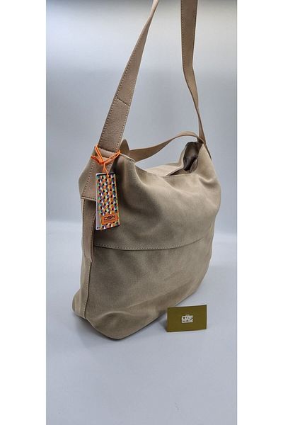 DSN Genuine Leather Beige Double Strap Hand and Shoulder Bag