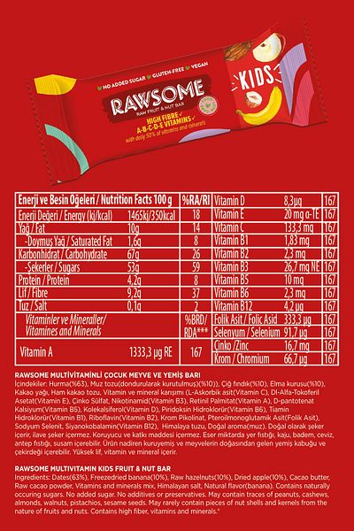 Rawsome Pack of 12 Bars - Vitaminated, Gluten Free and Vegan