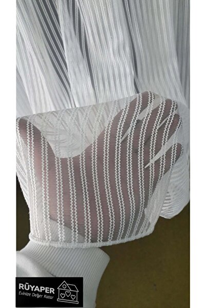 RÜYAPER Perdele din tul cu dungi de paste Rüyaper New Season, potrivite pentr...