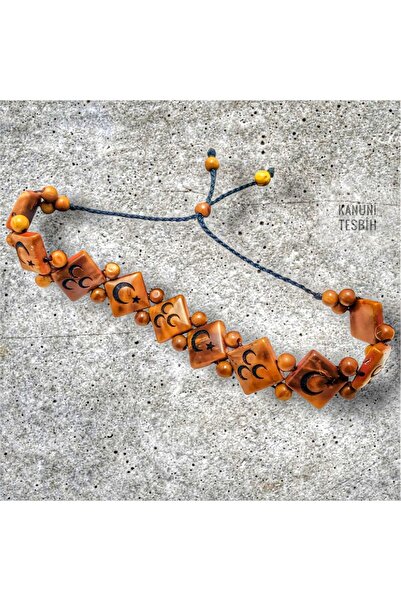 KANUNİ TESBİH Ayyıldız Desenli Kuka Bileklik Özel Tasarım (Ayyıldızlı Hediye)