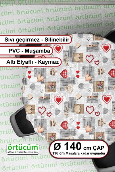 Örtücüm Yuvarlak Pvc Muşamba Mutfak Masa Örtüsü Elyaflı Astarlı Silinebilir N...