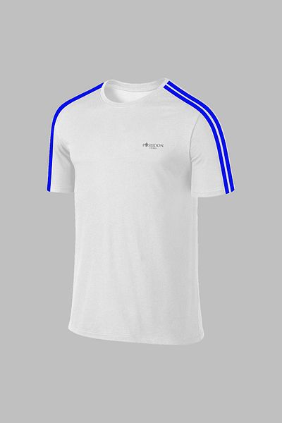 POSEIDON STORM Мъжка бяла тениска Dri-fit - с кръгло деколте, без щампа, за ходене, голям размер (4XL-10XL)