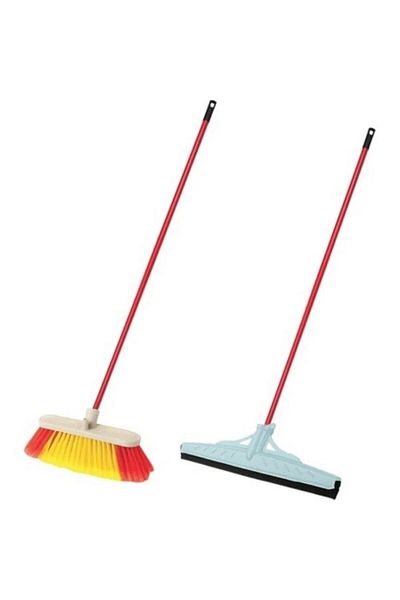 Zambak Plastik Floor Brush Vacuum + Squeegee Mop Floor Squeegee Cleaning Set with Pull and Pull Handle