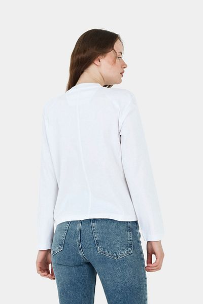 qanpaq White Ruveyka - Mercerized Women's Long Sleeve Basic with Snap Cushion