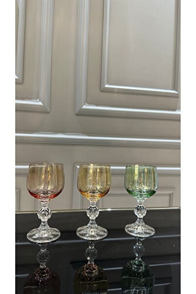 Bohemia Kristal Renkli Kahve Yanı Su Bardağı