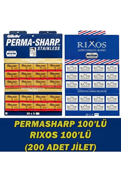 Permasharp Yaprak Jilet 100'lü, Rixos Yaprak Jilet 100'lü Set (200 Adet Jilet)
