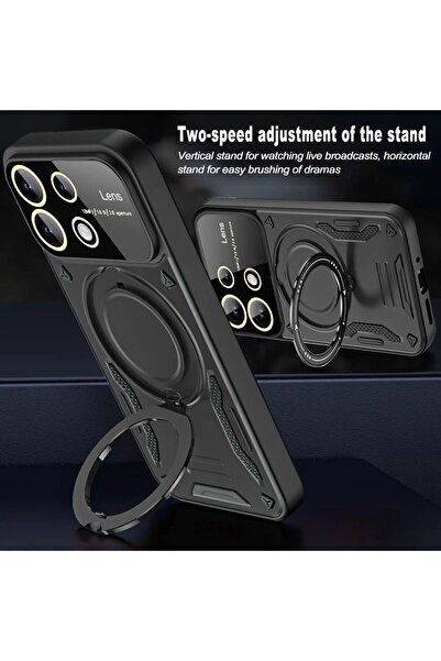 m.tk moveteck Xiaomi Redmi Note 13 Pro 4g Case with Magsafe Rotatable Ring Stand Camera Protection Gold Detail