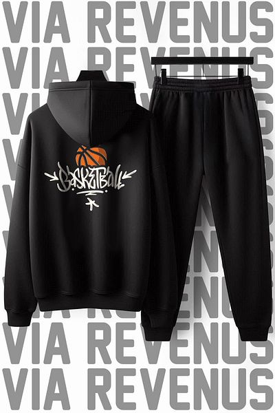 Vordevia Unisex Σετ φόρμας μπάσκετ με κουκούλα μαλακή φόρμα - Φαρδιά εφαρμογή