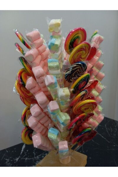 SUBAY ŞEKERLEME Marshmallow Lolipop Şekerleme 100 Adet(SOSYETE-HOROZ ŞEKER-STAND DAHİL)(PARTİ -DOĞUM GÜNÜ-ÇOCUK VB.)