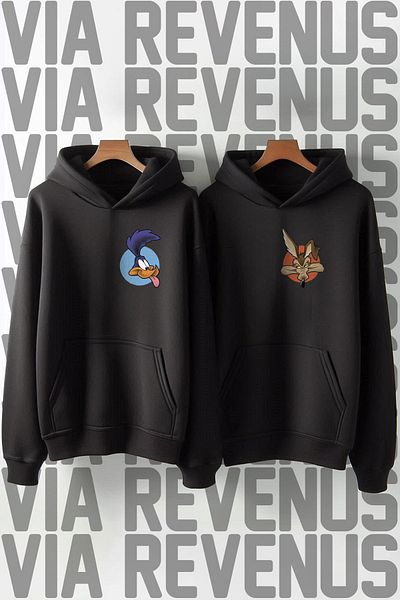 Vordevia Dear Oversize Combination Sweatshirt - Jackal and Road Runner Printed