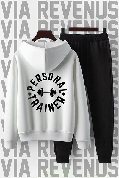 Vordevia Unisex Personal Trainer Σετ μαλακής φόρμας με κουκούλα - Φαρδιά εφαρμογή