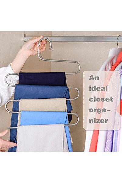 BLUE SİDE 1 Adet 5 Katlı Metal Pantalon Eşarp Askısı Dolap Içi Düzenleyici Pantolon Askısı