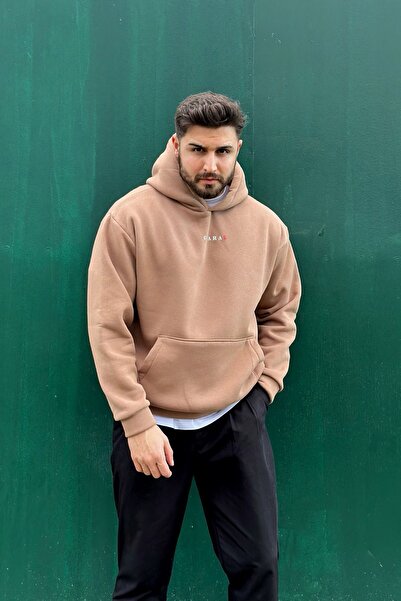 GUARAZ Φούτερ με κουκούλα Unisex Milk Brown Oversize Fleece