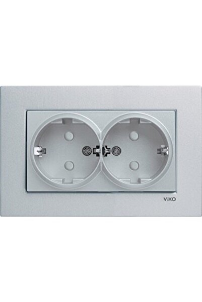 VİKO Novella Ikili Topraklı Priz Çocuk Korumalı Tek Kasa (GÜMÜŞ) (AYNI GÜN KARGO)