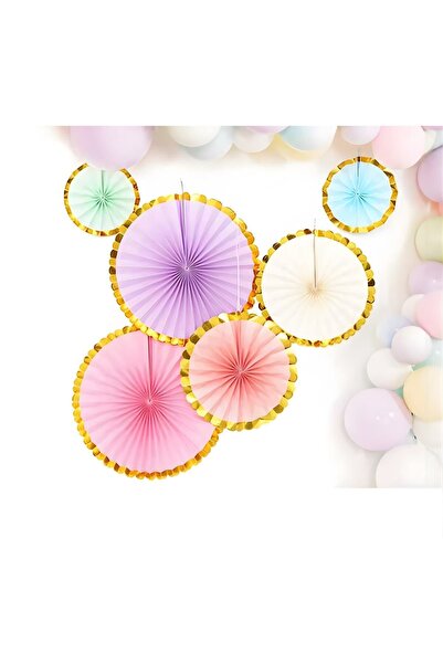 Öztürkpartievi مجموعة مروحة مختلطة مذهبة مكونة من 6 قطع