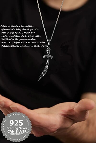 CAN SİLVER 925 Ayar Gümüş Zülfikar Kılıcı Erkek Kolye