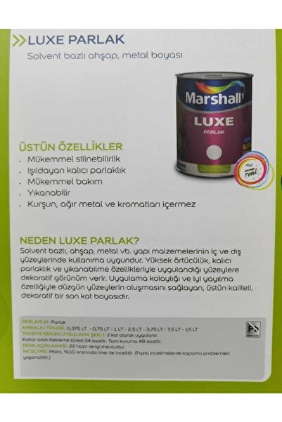Marshall Luxe Parlak Yağlı Boya Fuşya Rengi-1lt=1,35 Kg.-ahşap-demir-plastik Boyamada Mükemmel Sonuç Verir