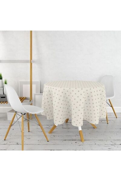 EFEMHOME مفرش طاولة دائري منقط 140 سم - مبطن ومقاوم للحرارة