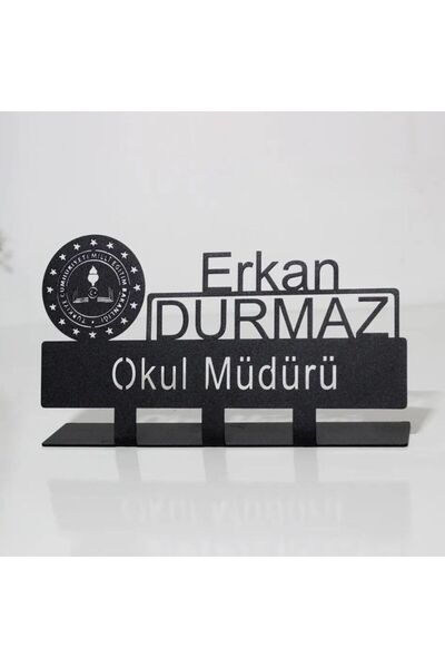 3art Metal Okul Müdürü Masaüstü İsimlik - Kişiye Özel Metal Masa İsimliği - H...