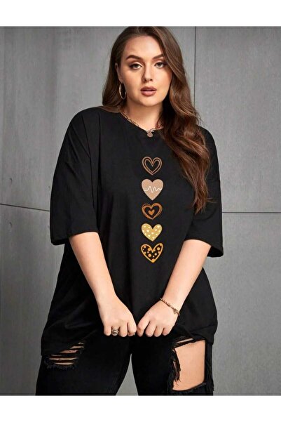 HEAVEN WEAR Dámské tričko větší velikosti s potiskem srdce