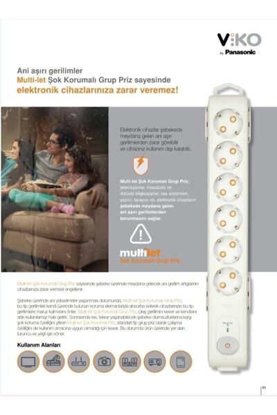 VİKO Akım Şok Korumalı 6 Lı Priz