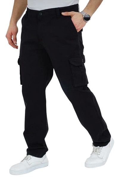 DYNAMO Black Men's Cargo Pants - Cotton, Bellows and Pockets