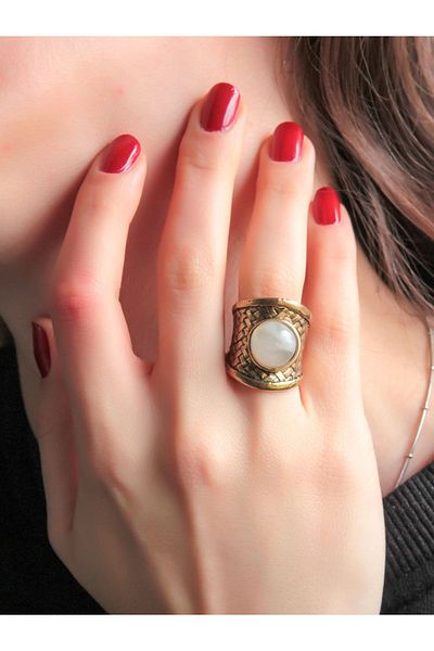 esha Natural Stone Moonstone Natural Stone Straw Model Adjustable Women's Natural Stone Ring