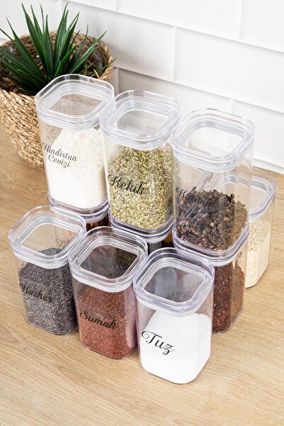DNS HOME 12-Piece 250 ml Mica Spice Jar Set with Vacuum Lid Storage Container Jar Set with Transparent Label
