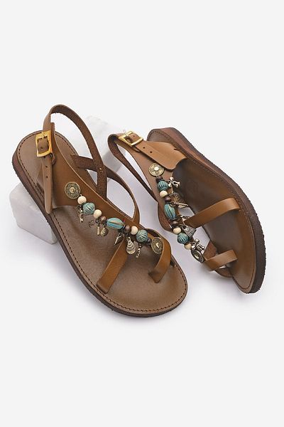 Marjin Damen Echtleder Accessoire Eva Sohle Flip Flop Alltagssandalen Devila tan