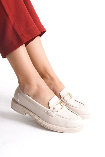 MARSEDO Kadın Loafer Tokalı Günlük Ayakkabı Tamara Bej