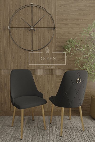 DEREN HOME Nef serisi mutfak salon sandalyesi Gold metal ayak silinebilir bab...