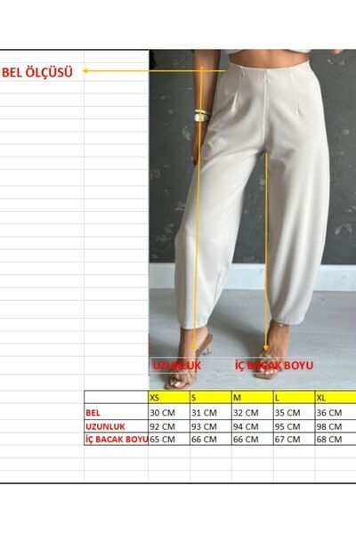 Genel Markalar Kadın Taş Rengi Balon Pantolon Full Likralı Beli Lastikli