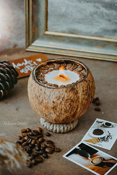 ersu store Büyük Boy Soya Mumundan Gerçek Hindistan Cevizi Kahve Çekirdeği De...