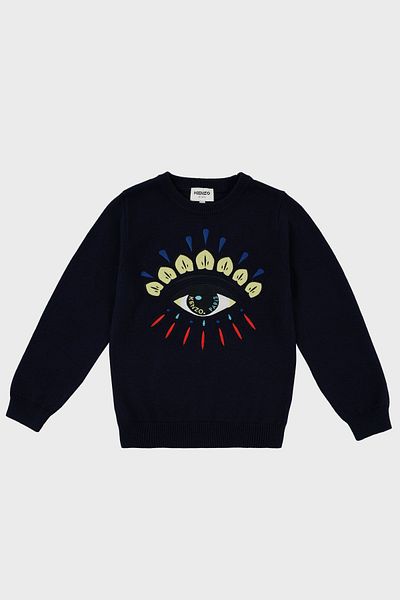 Kenzo Children's Sweater - Cotton and Cashmere Blend, SWEAT K25725/868 ELECTRIC BLUE