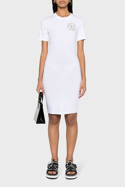 VERSACE JEANS COUTURE فستان قصير من القطن بقصة ضيقة 76HAOT02 CJ03T G03