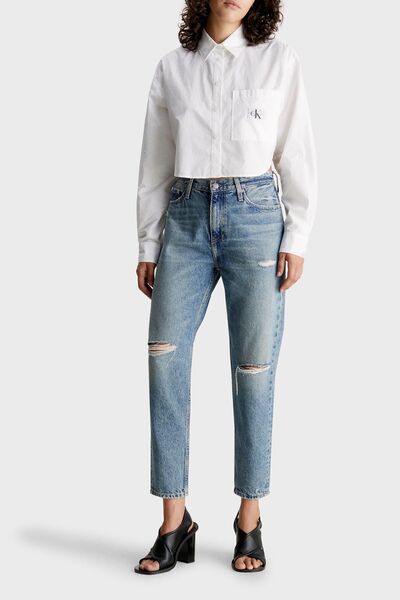 Calvin Klein Džíny Mom Fit s vysokým pasem - Bavlna, J20J 2221481 DŽÍNOVÉ KALHOTY A4