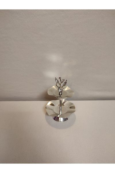 EbrarHome 3 Pieces Two Tiers Silver Stand Presentation Bowl Cookie Bowl Fruit Bowl Turkish Delight Bowl Sugar Bowl