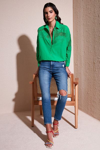 Lela Laced Cotton Regular Fit Thin Shirt SHIRT51442274