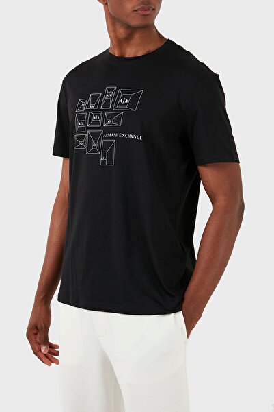 Armani Exchange Ανδρικό μπλουζάκι με λαιμόκοψη βαμβακερή κανονική εφαρμογή 3DZTAF ZJA5Z 1200